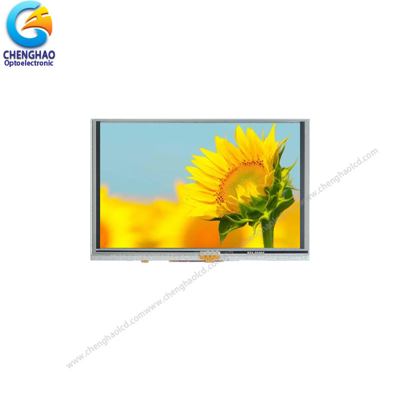 5" WVGA Small Color LCD Display Wide Temperature With Resistive Touch Panel