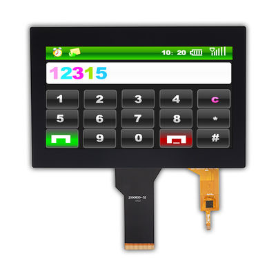 WVGA 200nit TFT LCD layar sentuh CTP I2C 12 O'Clock Viewing